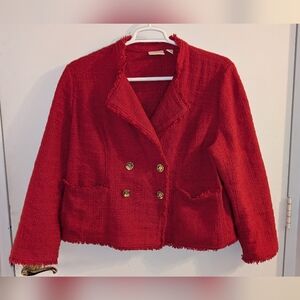 Red Chicos Short Blazer Jacket Chicos Size 3 Sz 16